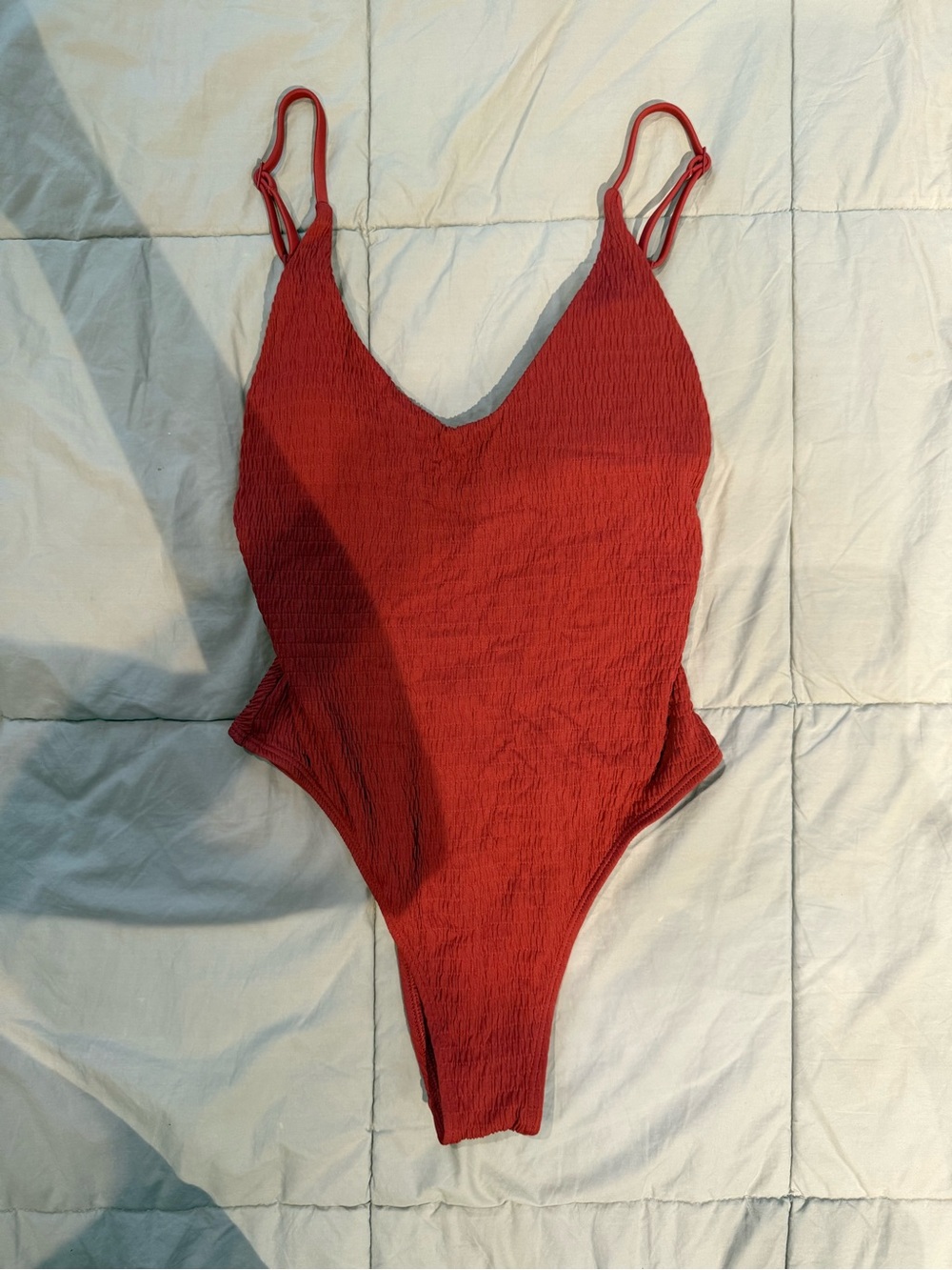 aerie Red Ribbed Kids One-Piece Swimsuit